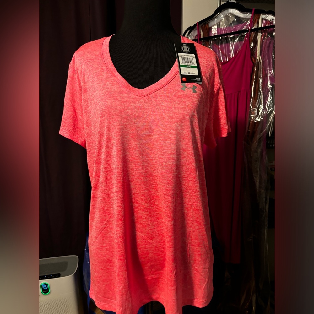 *BRAND NEW* Under Armour Bright Pink V-Neck T-Shirt